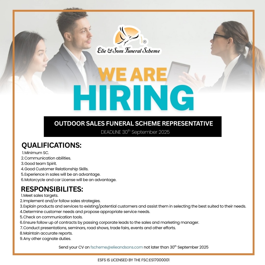 We are hiring Sales representatives - Funeral Scheme